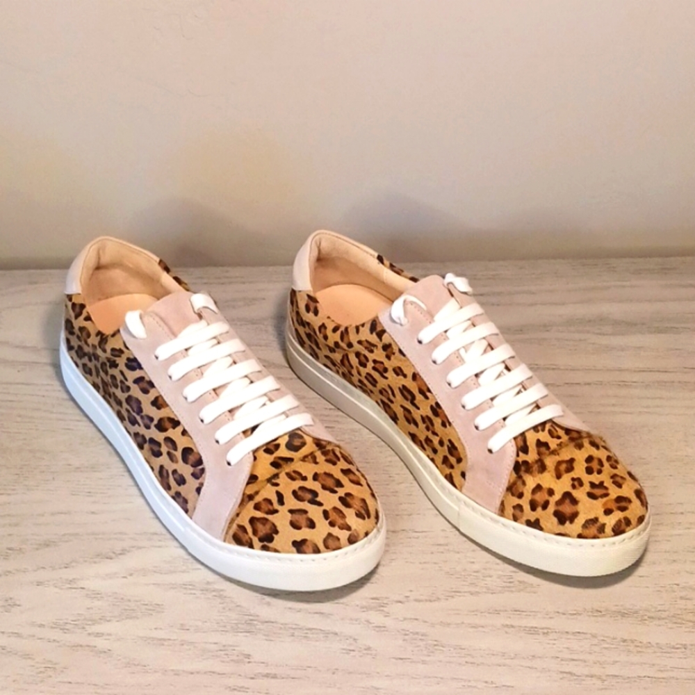 Anthropologie Shoes Women's Size 41 US 8.5 , Brown Sneakers Leather Calf Hair
